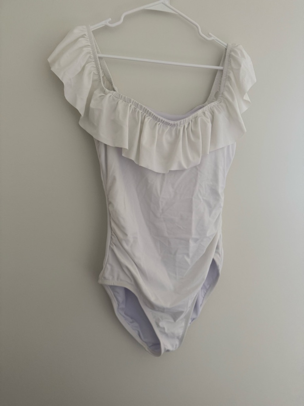 Kona Sol White Ruffle On or Off-Shoulder Women One-Piece Swimsuit